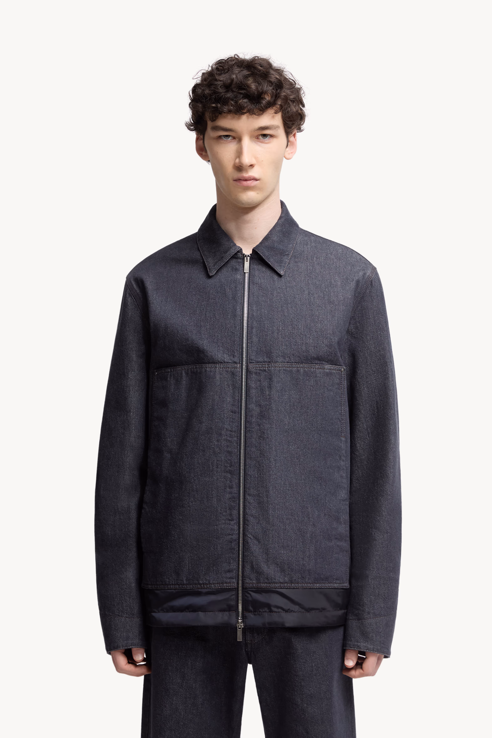 Chaqueta camisera con plumón de tejido vaquero Ormoy Hombre Azul Denim Moncler 3